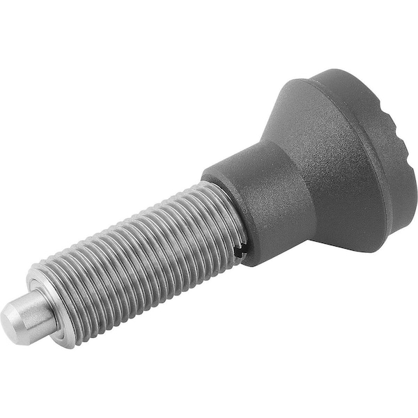 Indexing Plunger Wo. Groove Size:2 D1=M12X1, 5, Form:G Stainless Steel, Hardened, Comp:Thermoplastic,